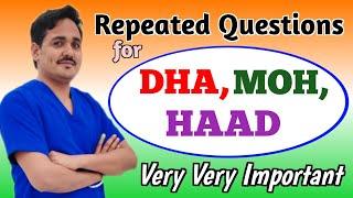 Repeated questions for DHA, MOH, HAAD  very very important | Recent Prometric exam questions