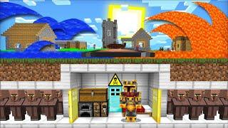 Minecraft DON'T ENTER LAVA AND WATER TSUNAMI BUNKER TO SAVE VILLAGER MOBS MOD !! Minecraft Mods