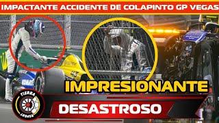 ¡DESASTROSO! IMPACTANTE ACCIDENTE DE FRANCO COLAPINTO EN GP DE LAS VEGAS DESTROZA AUTO DE WILLIAMS