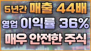 5년간 매출 44배 영업 이익률 36% 매우 안전한 주식