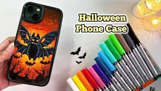 Cute Halloween Phone Case DIY | Acrylic Painting  #satisfyingart #halloween #diy