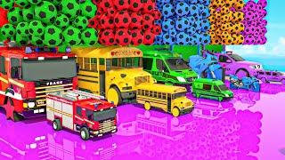 Learn the Wheels on the Bus + Rain Rain Song-School bus and soccer balls-Nursery Rhymes & Kids Songs