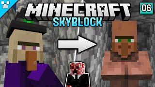 Using WITCHES to get our first VILLAGER in Minecraft Skyblock! (Ep.6)