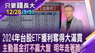 ETF成分股受限制 2024績效被打折?投信靠中小股拚年底前翻轉?基金績效大比拚 找箇中翹楚?【20241228(第3/3段)只要錢長大*鄭明娟(馮志源×朱岳中)】