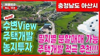 아산시 성내리 수변앞 전원주택 개발 추천 토지! 저렴한 농지투자, 분할매매가능!