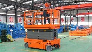 SKYSTAIR self propelled scissor lift--lifting and moving operate