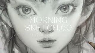 「Procreate morning sketch早晨素描」60 character sketch  ▶white noise