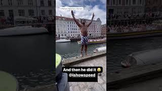 IshowSpeed jumps into the river in Nyhavn Copenhagen Denmark