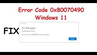 Error Code 0x80070490 Windows 11 | How to Fix Error Code 0x80070490