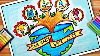 Environment Day Drawing | Earth Day Poster | Save Earth Save Environment Poster | Save Earth Drawing