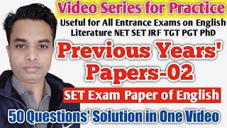 SET English Paper Solution | VERY USEFUL for NTA NET TGT PGT English Literature | TOP 50 Questions