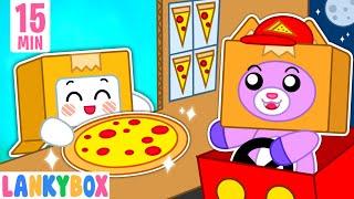 LankyBox Pretend Play Real Pizza Drive Thru - Restaurant Challenge | LankyBox Channel Kids Cartoon