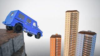 Cars Diving Off Cliff Into Building | Teardown