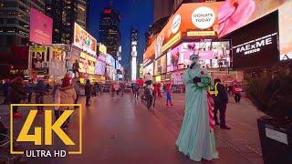 The Evening Streets of New York, USA - 4K City Walking Tour with City Sounds