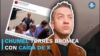 Chumel Torres bromea sobre caída de X; la relaciona con “desaire” a Sheinbaum