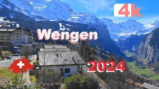  - 2024 - Winter - SWITZERLAND - MURREN - WENGEN - LAUTERBRUNNEN - Walking Tour beautiful  - 4k 