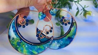 Jewelry.Earrings with Amazing Faux Opal Stone.Using Different Polymer clay Techniques. Part 1.