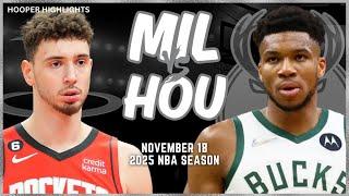 Milwaukee Bucks vs Houston Rockets Full Game Highlights | Nov 18 | 2025 NBA Season