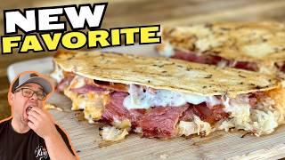 DEFINITELY Make THESE - Reuben Quesadillas - Guilt-Free Corned Beef Reuben on the Griddle!