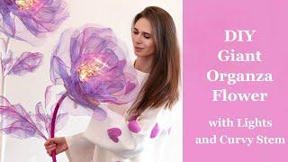 DIY Giant Organza Flower with Lights | How to Make Large Organza Flower Tutorial for Beginners