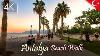 Ambient Evening Walk along the Picturesque Konyaalti Beach, Antalya - Konyaalti Sahili - 4K