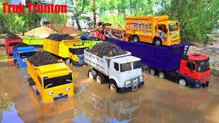 Mobil Truk Tronton Panjang Penuh Mobil Mobilan Truk Oleng, Mobil Molen, Excavator, Truk Pemadam