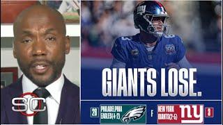 "Daniel Jones 100% miss playoffs"- ESPN react Eagles destroy Giants 28-3, Saquon is MVP of the Match