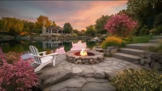 Outdoor Fireplace Ambience | ASMR Crackling Fireplace & Gentle Water Sounds for Relaxation & Focus