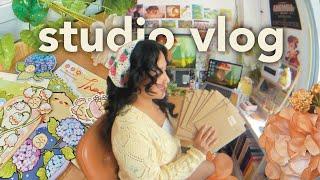 studio vlog  packing orders | running a small art shop | artist vlog ೃ࿔*:･