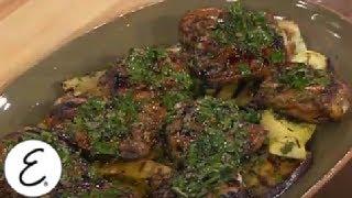 Grilled Lemon, Rosemary and Balsamic Chicken Thighs with Grilled Vegetables| Emeril Lagasse