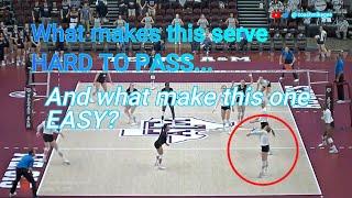 What makes serves HARD or EASY to pass?