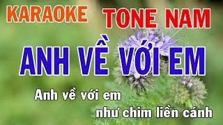 Anh Về Với Em Karaoke Tone Nam Nhạc Sống - Phối Mới Dễ Hát - Nhật Nguyễn