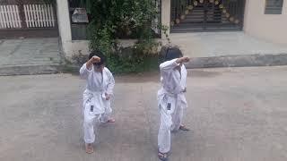 Aadi upadhyay & his Sis doing kata