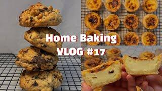 Making Egg tart and Levain Cookie with Mini Oven / Home baking vlog