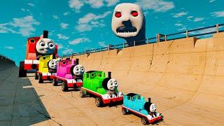 Thomas the Tank Engine Big & Small vs Ramp Jump with SCARY THOMAS & HOUSE HEAD | BeamNG.Drive