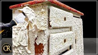 What is hidden under the OLD DIRTY paint? Dresser restoration