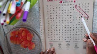 WORD SEARCH HARIBO PEACHES ASMR EATING SOUNDS