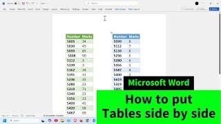 How to put Tables side by side in Microsoft Office Word Easily