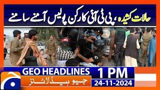 PTI workers Police clash? | PTI Protest  | Geo News 1PM Headlines | 24 November 2024