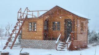 Winter Camp in a Wooden House - Snowstorm