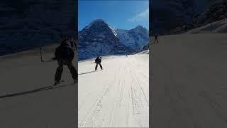 Skiing in Grindelwald Männlichen  #travel #mountains #drone #snow #winter #skiing