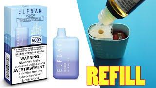 How to Refill VAPE ElfBar BC5000 Rechargeable disposable cigarette Multiple Use tutorial