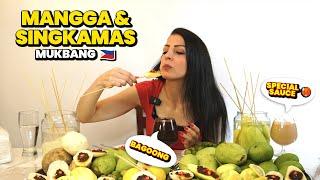 EXTREM Spicy Sour Mango And Singkamas MUKBANG اكل المانغا الحامضة جدا واللفت مع صوص حار كثيرا