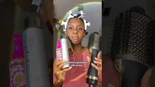 Shiniest silk press on natural hair #grwm #hair