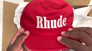 Rhude logo Snap back baseball hat in Red UNBOXING (unisex)