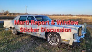 1979 Lincoln Continental Collector Series Window Sticker & Marti Report Discussion.