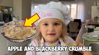 British Kid makes Apple & BlackBerry Crumble #kitchentakeover #kidscooking #bakingwithkids