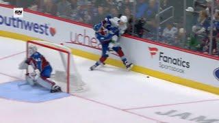 Cale Makar Defending Elias Pettersson