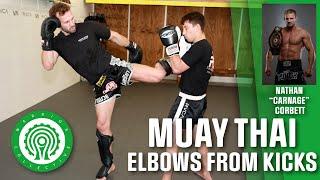 Muay Thai Training - Using Kicks to Set Up Elbows with Nathan Corbett