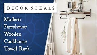 Wooden Cookhouse Towel Rack | Modern Farmhouse Wooden Cookhouse | Decor Steals